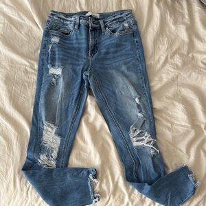 Trendy Ripped Blue Skinny Jeans